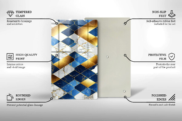 Induction hob protector Golden Rombs Marble