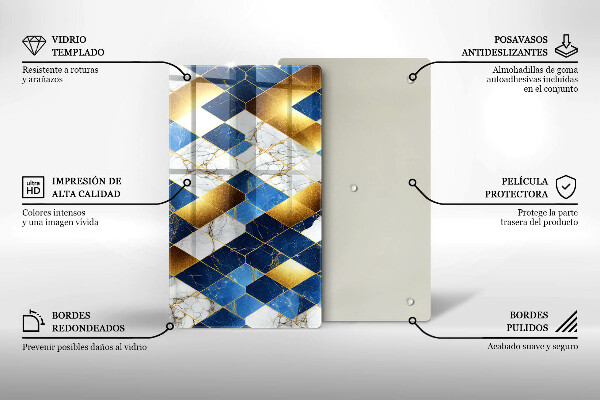 Induction hob protector Golden Rombs Marble