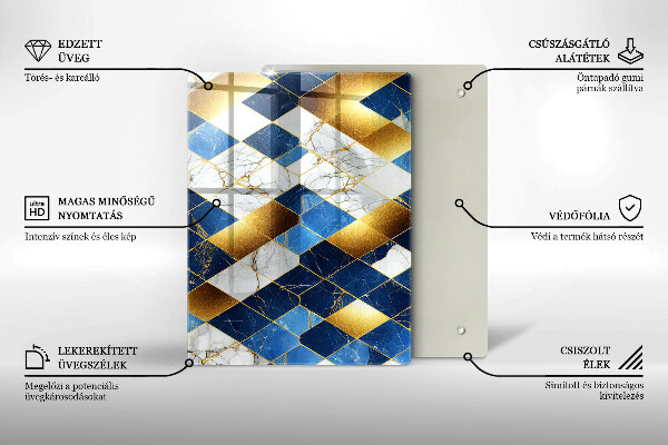 Induction hob protector Golden Rombs Marble