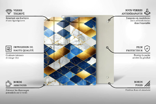 Induction hob protector Golden Rombs Marble