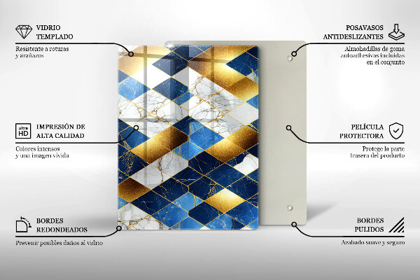 Induction hob protector Golden Rombs Marble