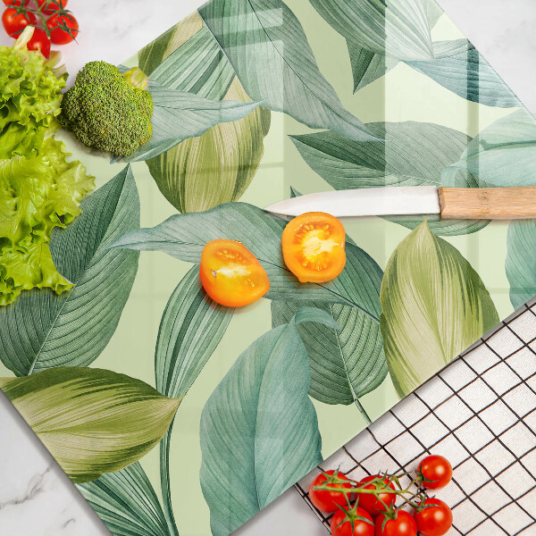 Induction hob protector Green tropical leaves