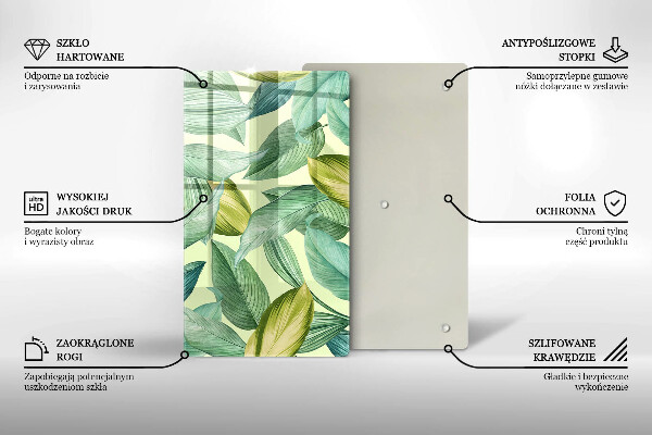 Induction hob protector Green tropical leaves