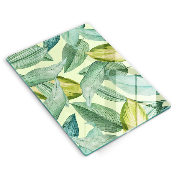 Induction hob protector Green tropical leaves