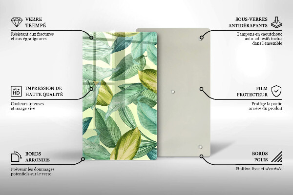 Induction hob protector Green tropical leaves