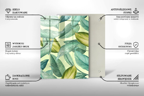 Induction hob protector Green tropical leaves