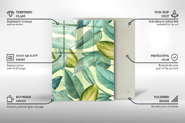 Induction hob protector Green tropical leaves