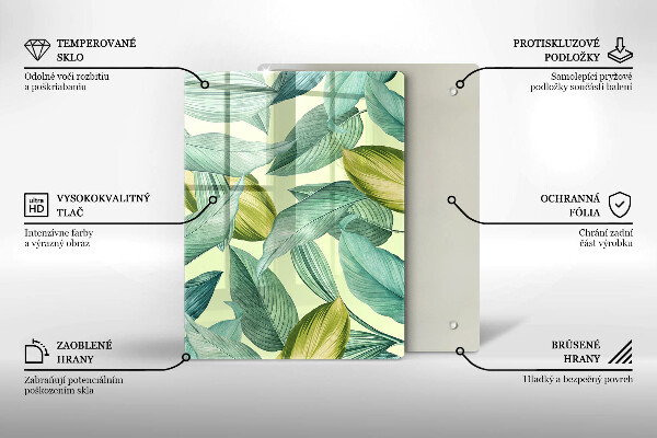 Induction hob protector Green tropical leaves