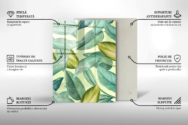 Induction hob protector Green tropical leaves