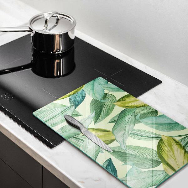 Induction hob protector Green tropical leaves