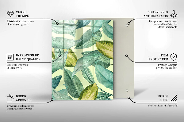Induction hob protector Green tropical leaves