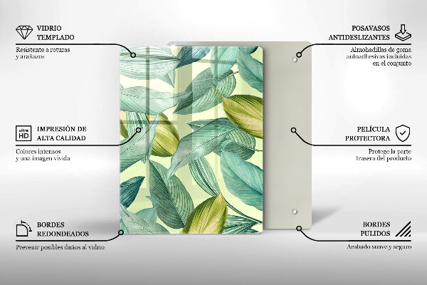 Induction hob protector Green tropical leaves