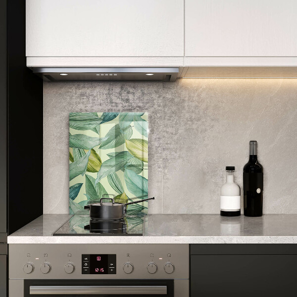 Induction hob protector Green tropical leaves