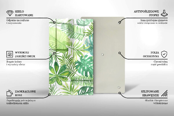 Induction hob protector Boho watercolors leaves