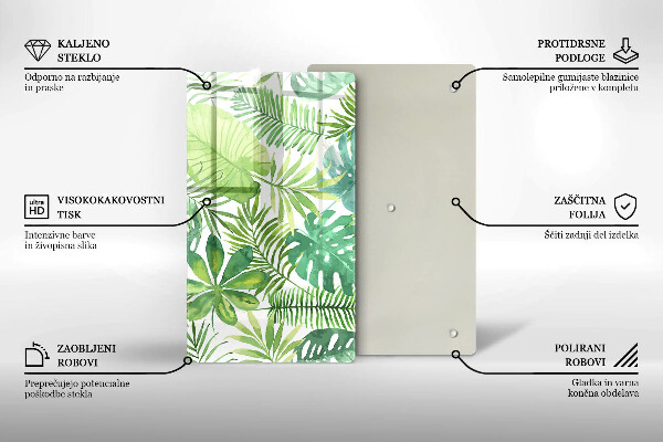 Induction hob protector Boho watercolors leaves