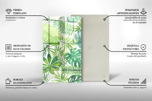 Induction hob protector Boho watercolors leaves