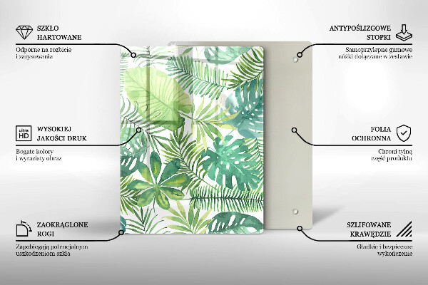 Induction hob protector Boho watercolors leaves