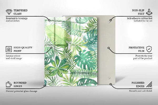 Induction hob protector Boho watercolors leaves