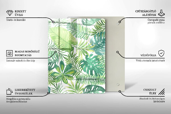 Induction hob protector Boho watercolors leaves