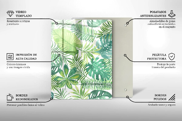 Induction hob protector Boho watercolors leaves