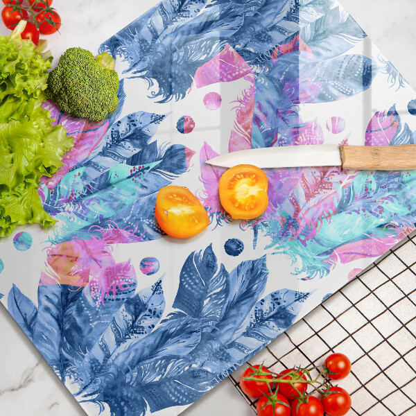 Induction hob protector Illustration of boho feathers