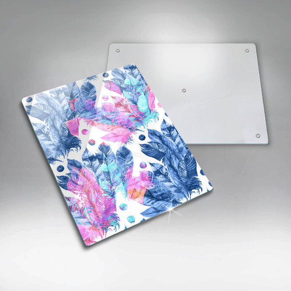 Induction hob protector Illustration of boho feathers
