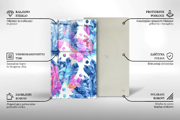 Induction hob protector Illustration of boho feathers