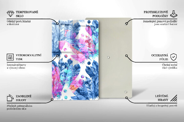 Induction hob protector Illustration of boho feathers