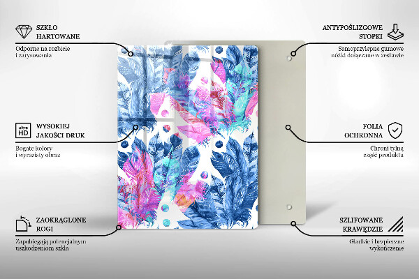 Induction hob protector Illustration of boho feathers