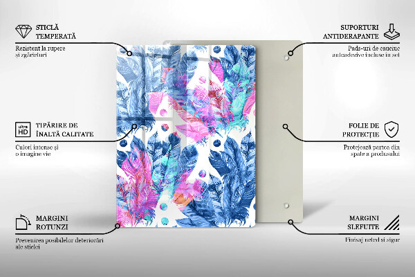 Induction hob protector Illustration of boho feathers