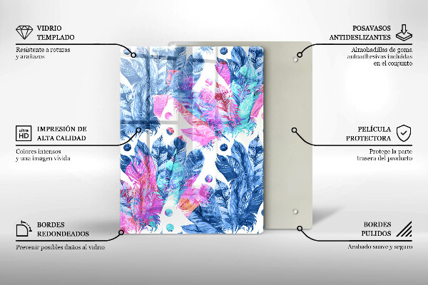 Induction hob protector Illustration of boho feathers