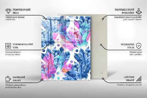 Induction hob protector Illustration of boho feathers