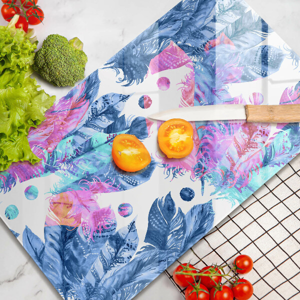 Induction hob protector Illustration of boho feathers