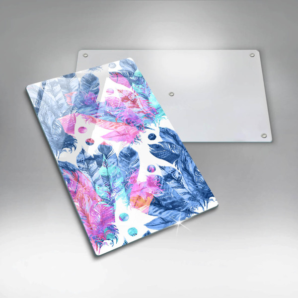 Induction hob protector Illustration of boho feathers