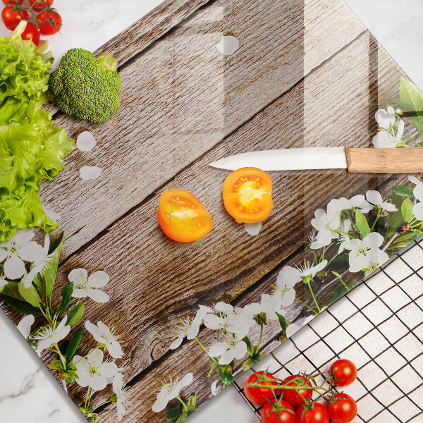Induction hob protector White flowers on the boards