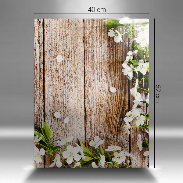 Induction hob protector White flowers on the boards