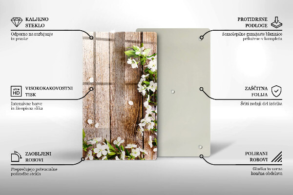 Induction hob protector White flowers on the boards