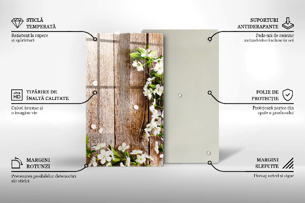 Induction hob protector White flowers on the boards