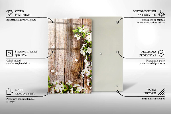 Induction hob protector White flowers on the boards