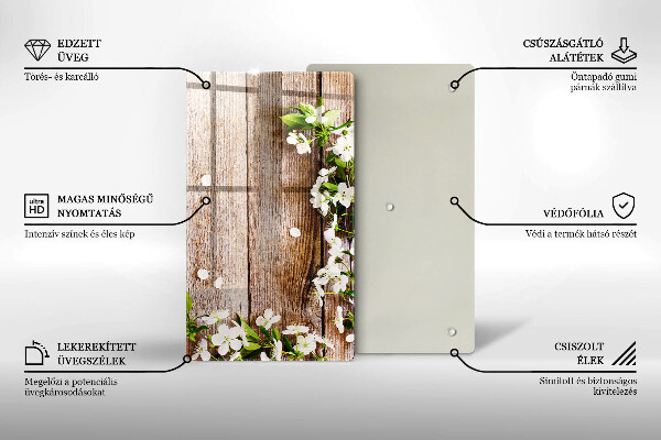 Induction hob protector White flowers on the boards