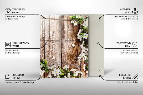 Induction hob protector White flowers on the boards