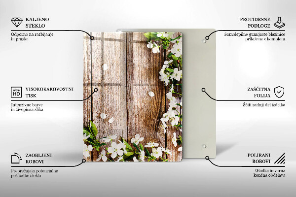 Induction hob protector White flowers on the boards