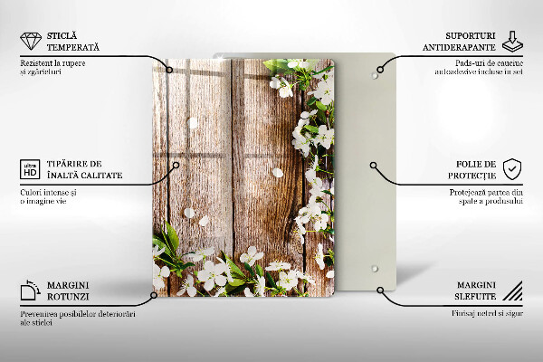 Induction hob protector White flowers on the boards