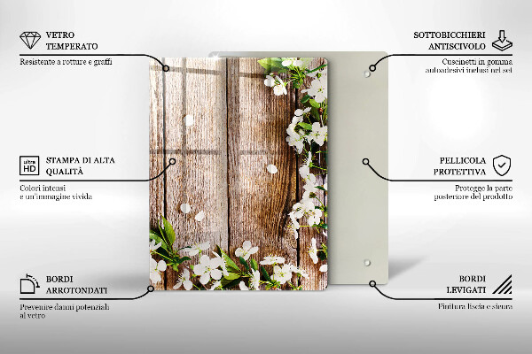 Induction hob protector White flowers on the boards