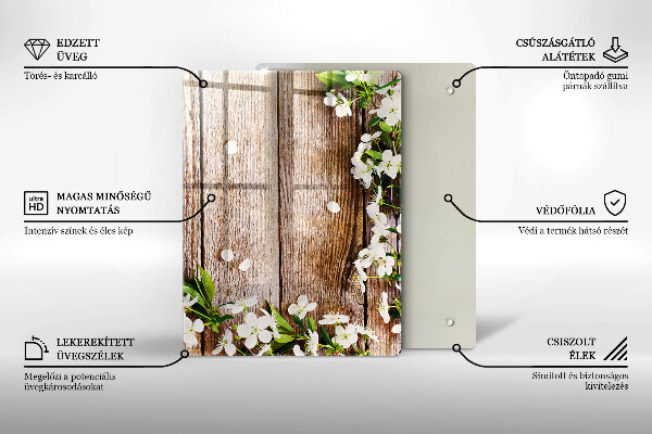 Induction hob protector White flowers on the boards