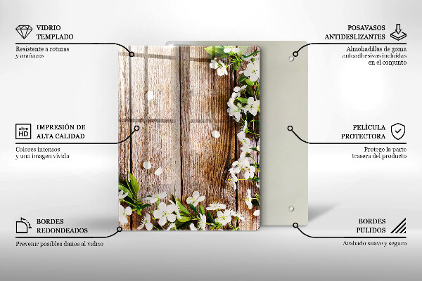 Induction hob protector White flowers on the boards