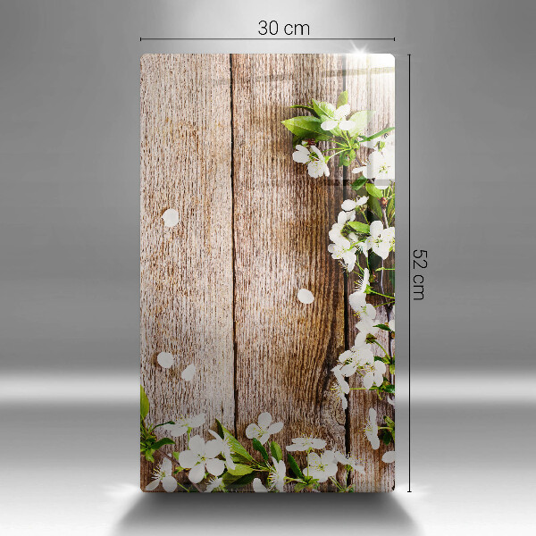 Induction hob protector White flowers on the boards