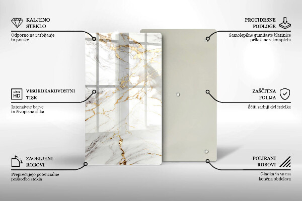 Worktop cover Light marble with gold