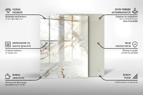 Worktop cover Light marble with gold