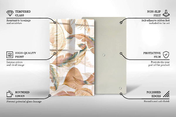 Worktop cover Boho feathers and leaves